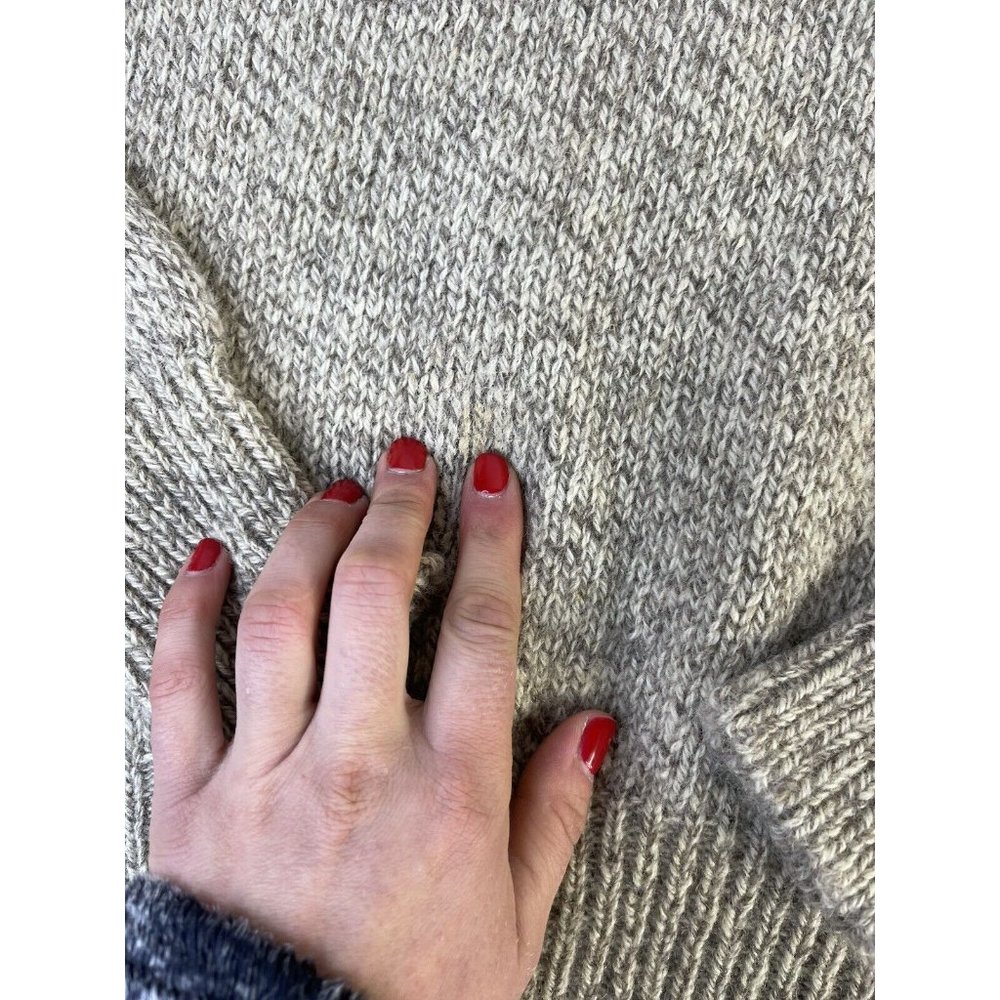 Vintage American Eagle Chunky Wool Crewneck Sweater Beige - Picture 2 of 6